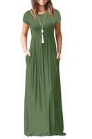VIISHOW Women's Short Sleeve Loose Plain Maxi Dresses Casual Long Dresses Maternity Dresses with Pockets（Army Green,S）