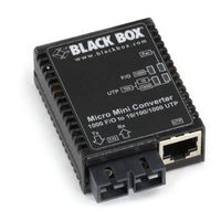 Black Box Micro Mini Media Converter, 10-/100-/1000-Mbps Copper to 1000-Mbps Duplex Fiber, Single-mode, 1310-nm, 12 km, SC