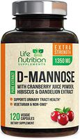 D-Mannose Capsules with Cranberry Extra Strength UTI Support 1350mg - Natural Urinary Tract Support - Made in USA - Natural Fast-Acting Pills w/Dandelion & Hibiscus - 120 Capsules