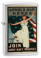 Zippo Personalized Message Engraved on Backside Customized U.S. Marine Corps. Marine Vintage Poster Windproof Lighter (Marine Vintage Poster)