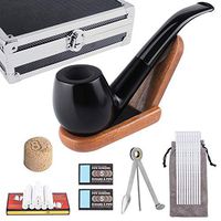 Wooden Tobacco Pipe kit for Smoking, 8 in 1 Tobacco Pipe, Luxury Kit with Wooden Stand, 3-1 Pipe Scraper, 10 Pipe Cleaners, 9 mm Pipe Filters and Cork Knockers