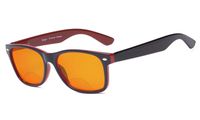Eyekepper Blue Blocking Amber Bifocal Glasses for Sleep-Nighttime Bifocal Readers-Special Orange Tinted Glasses for Women Men (Black-Red, 2.00)