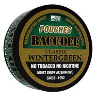 BaccOff, Classic Wintergreen Pouches, Premium Tobacco Free, Nicotine Free Snuff Alternative (5 Cans)