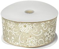 Burton & Burton Ribbon #40 Ivory Snowflakes On 20 Yards