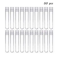 50 Pieces Test Tubes with Caps Clear Plastic 16x100mm(10ml) Test Tube Holder Set with Caps for Scientific Experiments, Party, Decorate The House, Candy Storage