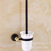 LAONA European style antique gold Black petals base bathroom accessories set towel ring rack,Toilet brush