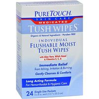 Puretouch Skin Care Medicated Individual Flushable Moist Tush Wipes 24 Wipes