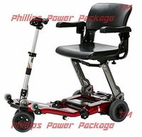 Free Rider USA - Luggie Super - Compact Lightweight Foldable Scooter - 4-Wheel - Red - Phillips Power Package TM - to $500 Value