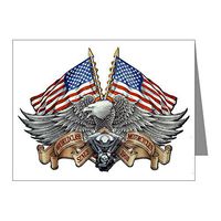 Note Cards (10 Pack) Eagle American Flag Motorcycle Engine