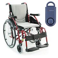S-Ergo 125 Ergonomic Wheelchair | Seat Size 16" X 17" | Flip-Back Armrest | Swing Away Footrest | Frame Color Red & Free 130 dB Matte Blue Personal Safety Alarm/Siren!