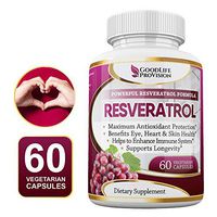 100% Pure Resveratrol - 1000mg Capsules Without Proprietary Blends - Natural Anti Aging Support & Antioxidant Supplement for Immune, Skin & Heart Health - 60 Veggie Caps, 30 Day Supply