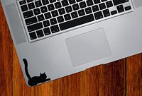Cat Lying Down Tail Raised - Trackpad/Keyboard - Vinyl Decal Sticker - Copyright Yadda-Yadda Design Co. (2.5" w x 3" h) (Black)
