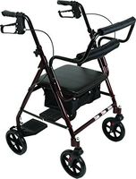 Transport Rollator with Padded Seat, Fold Up Seat, 8 Inch Wheels, Weight Capacity: 250 Pounds (Burgundy)