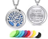 Aromatherapy Essential Oil Diffuser Necklace Tree of Life Pattern Stainless Steel Locket Pendant