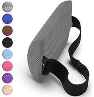 Lumbar Support Pillow Slim D Shape Lower Back Cushion with Adjustable Straps Perfect for Computer – Office Chair – car seat/Breathable Machine Washable Cover (Grey)