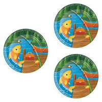 ONE STOP (24 Pack) Camping / Fishing Party Dessert Plates - 7" Camp Out Birthday Party Supplies