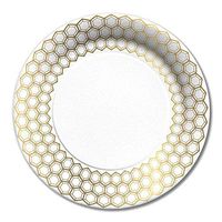 Lenox Prismatic Gold Hexagon Pattern Disposable Paper Plates, 10.5'' D, 8pcs