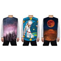 3 Pack Adult Bibs for Seniors,Reusable Mealtime Clothing Protector Waterproof PVC Layer with Printing Cotton, Adjustable Strap Clothing Crumb Catcher for Dinner Table,FYH970-STAR