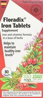Floradix Tablets Iron Supplement 80Count - Supports Red Blood Cell Formation - Vegetarian, No Constipation, Non-GMO
