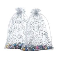Wuligirl 100PCS 4x6 Organza Bags Silver Drawstring Organza Jewelry Bags Party Wedding Favor Gift Candy Bags (100pcs Silver)