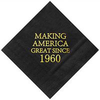 Crisky 60th Birthday Disposabel Napkins Black and Gold Dessert Beverage Cocktail Cake Napkins 60th Birthday Decoration Party Supplies, Making America Great Since 1960, 100 Pack 4.9"x4.9" Folded