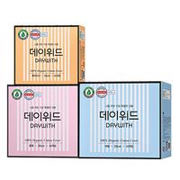 DAYWITH Premium 100% Organic Cotton Ultra Slim Menstrual Pads 3 Set (Long Liner 20ea / Regular 16ea / Large 14ea) - Dermatest Guaranteed Ultra Thin & Super Absorbency, Sanitary Pads for Women