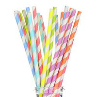 175 Count Striped Paper Straws for Cake Pop Sticks, Party, Events and Crafts 7 3/4” in Assorted Rainbow Colors of Special Curation (Striped)