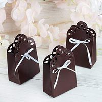 Efavormart 100 Cute Wedding Gift Favor Boxes with Ribbon for Gift Candy Treat Cupcake Packing Box Party Favors - Chocolate Brown