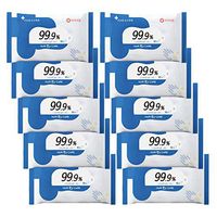 Nuri Care Alcohol Free Disinfectant Travel Wipes & Hand Sanitize Wipes Travel Size 10 Pcs in Bulk for Phone, Elevator, Keyboard, Toy and Refrigerator (4 Pack)