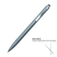 Truglide Duo Stylus Pen with Fiber Mesh Tip and Ballpoint Pen for iPad, iPhone, Tablet, Smartphone, and Touchscreen Devices (Gray with 2-Pack of Ink Cartridges)