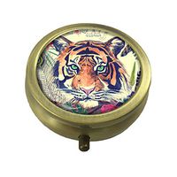 Hiuyi Tiger Custom Personalized Round Pill Box Pocket Wallet Travel Pill Vitamin Decorative Box Protector