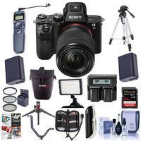 Sony Alpha a7II Mirrorless Digital Camera w/FE 28-70mm f/3.5-56 OSS Lens - Bundle with Holster Case, 64GB Class 10 SDHC Card, 55mm Filter Kit, 2xSpare Batteries, Tripod, Video Light, and More