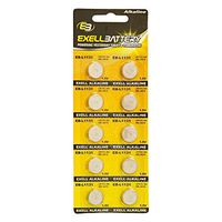 Exell 1.5-Volt Alkaline Watch Cell Battery, EB-L1130, 200 Milliamp Hours, 10-Pack Replaces AG10 389 LR54
