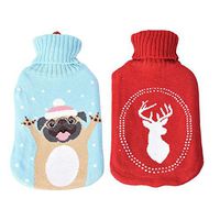 Shop LC Delivering Joy Set of 2 Blue and Red Rubber Hot Water Bottle with Knitted Cover