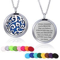Mtlee Aromatherapy Essential Oil Diffuser Necklace Locket Pendant Stainless Steel Perfume Necklace with 16 Refill Pads and 24 inch Adjustable Chain (Cloud)