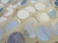 Minilabel 42mm Serrated Edge , Shiny Prismatic , Certificate Wafer Company Seal Labels , Stickers For Embossing , Awards & Rewards