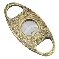 Cigar Cutter Stainless Steel Double Blade Guillotine Scissors Pocket Size Exquisite Engraving Patterns with Gift Box Gold