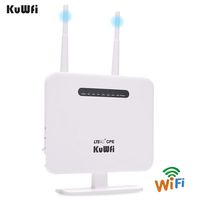 KuWFi 4G LTE CPE Router 300Mbps Unlocked Wireless Routers with SIM Card Slot 2 Outdoor Antenna 4 LAN Port WiFi Hotspot High Speed for 32 Users Work in Caribbean/Europe/Asia/Middle East/Not for USA