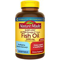 Nature Made Burp-Less Ultra Omega-3†† from Fish Oil 1400 mg Softgels, 90 Count (Packaging May Vary)