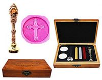 MNYR Jesus Cross Church Luxury Wood Box Red Brass Metal Peacock Wedding Invitations Gift Cards Paper Stationary Envelope Seals Custom Logo Wax Seal Sealing Stamp Sticks Melting Spoon Wood Gift Box Kit