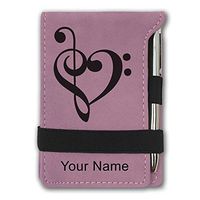 Mini Notepad, Music Heart, Personalized Engraving Included (Pink)