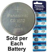 Panasonic CR1612 3V Lithium Coin Size Battery, on Tear Strip (Pack of 5)