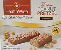 Healthwise - Divine Peanut Pretzel Bar | High Fiber Diet Snack Bars | Hunger Control and Appetite Suppressant High Protein, Low Fat, Chol Free, Low Net Carbs, (7 Bars)