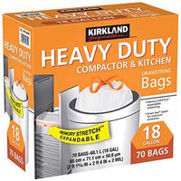 Kirkland Compactor Bags, 18 Gallon, Smart Fit Gripping Drawstring, 70 ct