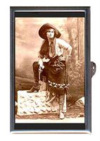 Cowgirl Posing with Leg Up Western Antique Photograph Decorative Pill Box