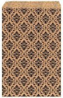 My Craft Supplies 100 Kraft Flat Merchandise Bags with Black Damask Print (4x6)