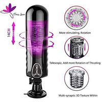 USB Rechargeable Automatic Penetrator Electric Male Sucker Strong Piston Suction Cup Pocket Toys Male Games Real Soft Model T Shir - Cool Purple Training Play Sleeve