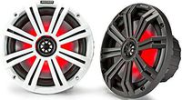 Kicker KM65 6.5-Inch (165mm) Marine Coaxial Speakers with 3/4-Inch Tweeters, LED, 4-Ohm, Charcoal and White Grilles