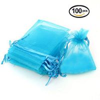 Meta-U - Drawstring Organza Bags - Gift Bags - Jewelry Pouches - Sachets Bag - Wedding |Party - 100 Pcs (Blue, 3.5inx2.8in)