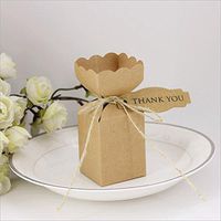 Bbshop 50pcs Kraft Paper Pillow/Square Candy Box Rustic Wedding Favors Candy Holder Bags Wedding Party Gift Boxes with Thank You Tags